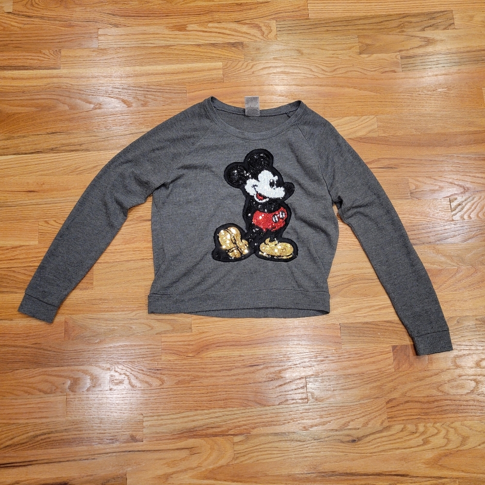 Disney Mickey Mouse Retro Sequin Pullover Crewneck sweater- Womens XS- Casual